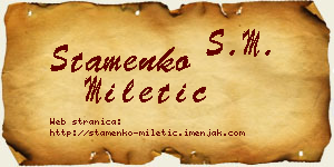 Stamenko Miletić vizit kartica